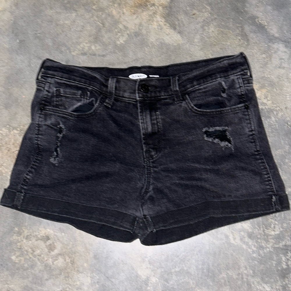 Black boyfriend jean shorts size 10 old navy